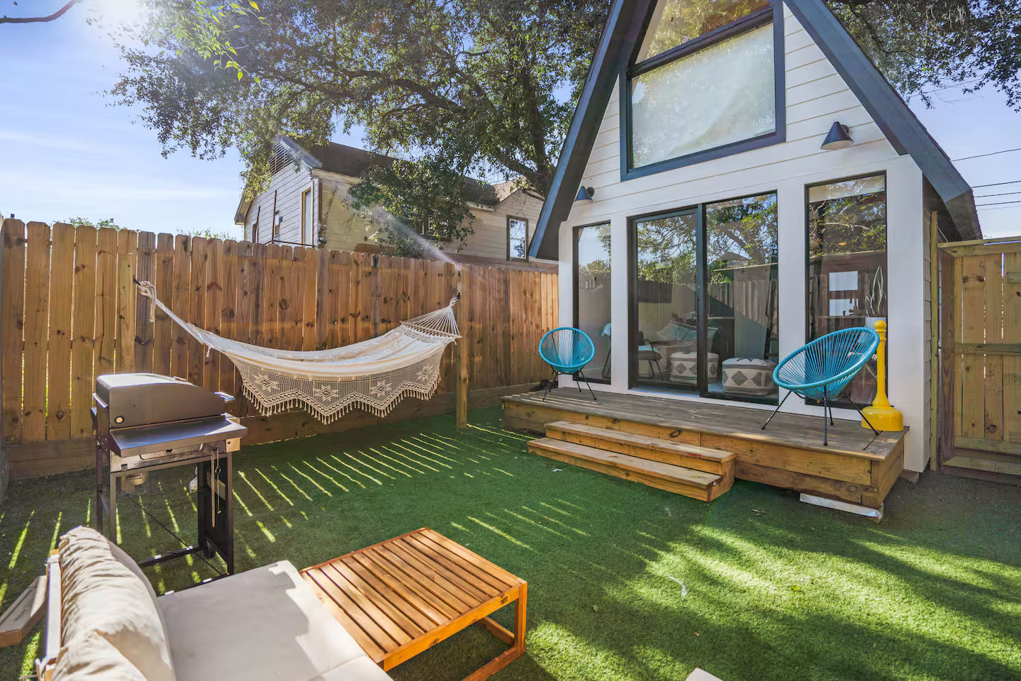 Unique A-Frame—A 360-sqft Light-Filled Tiny House with a Private Yard!