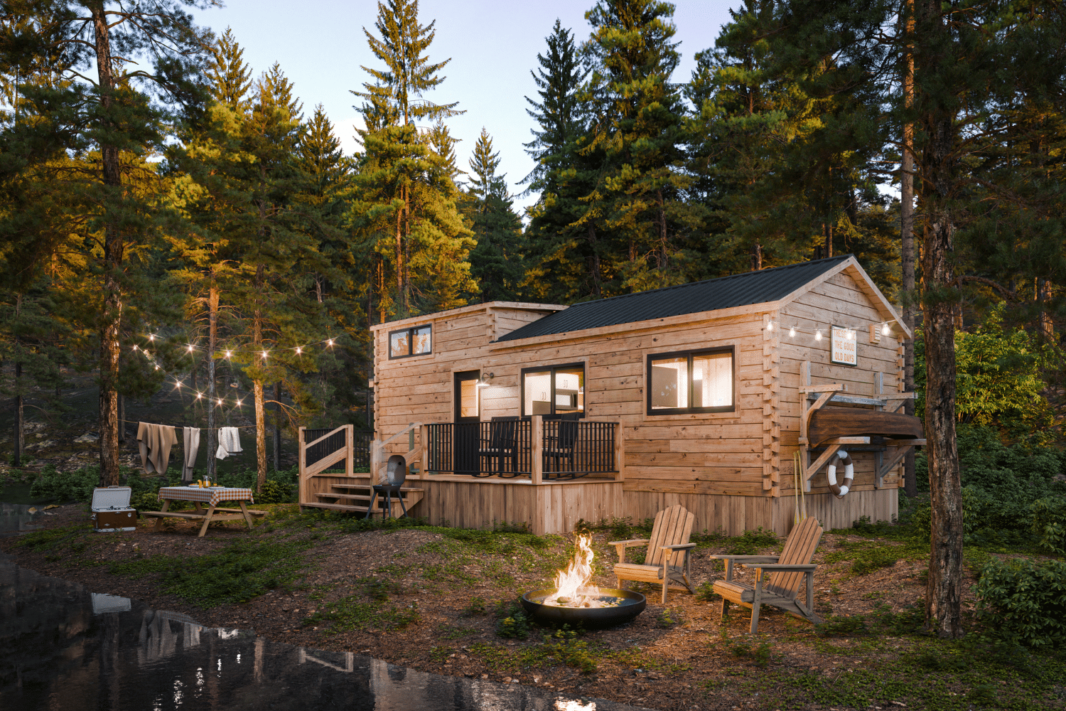 The Pinecrest—A 400-sqft Tiny Log Cabin with Two Bedrooms + a Loft