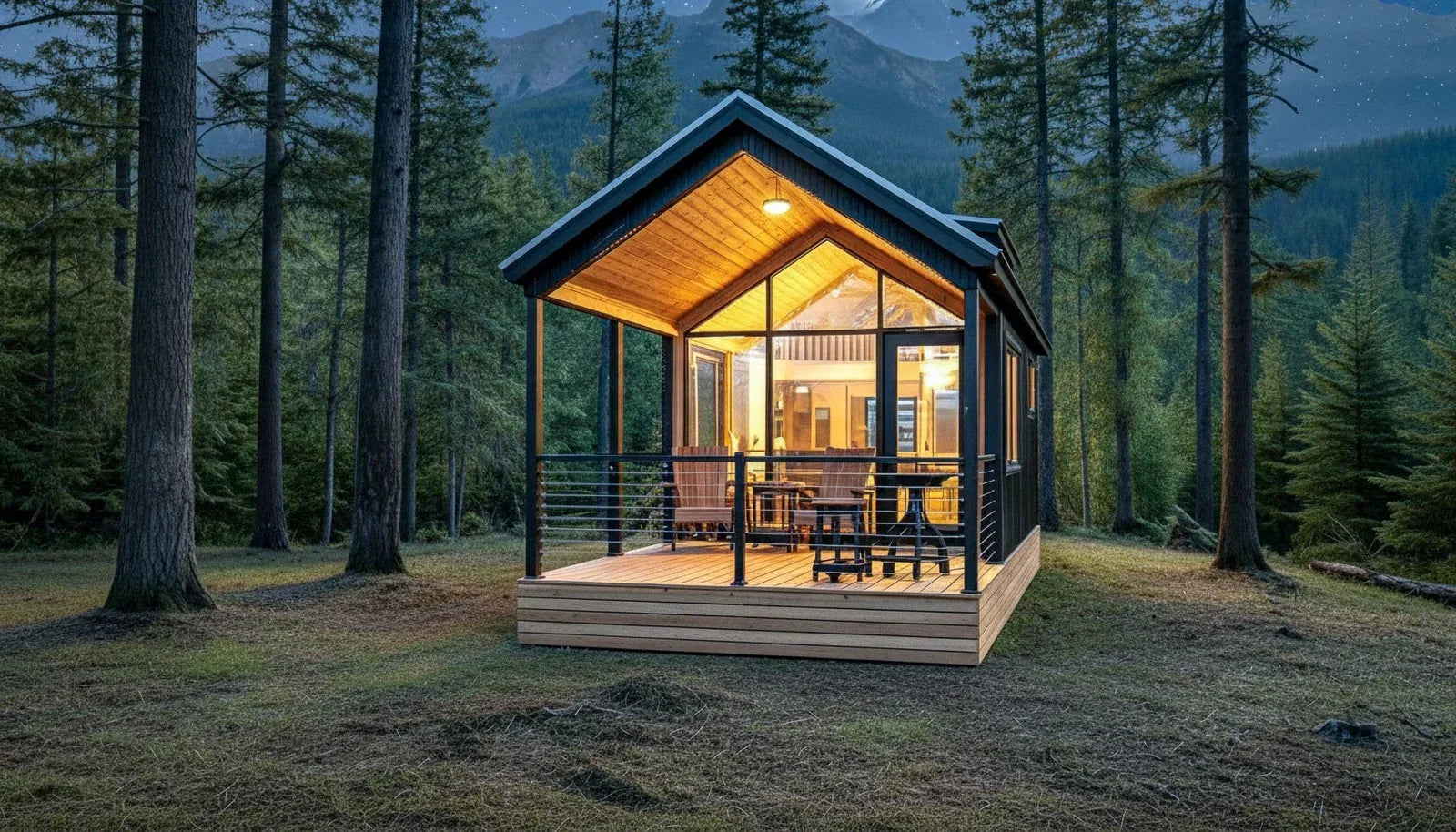 Scandinavian Sierra—A 400-sqft Modern Cabin with a Main-Floor Bedroom & Loft