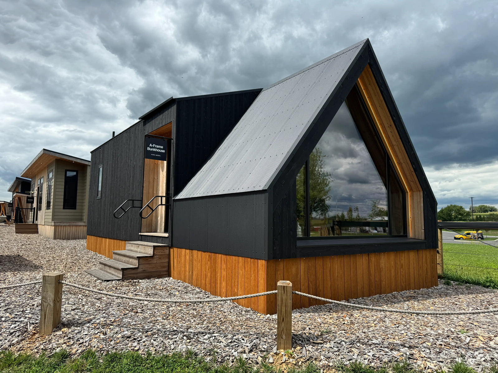 A-Frame Bunkhouse—A 400-sqft Tiny Cabin with a Wall of Windows
